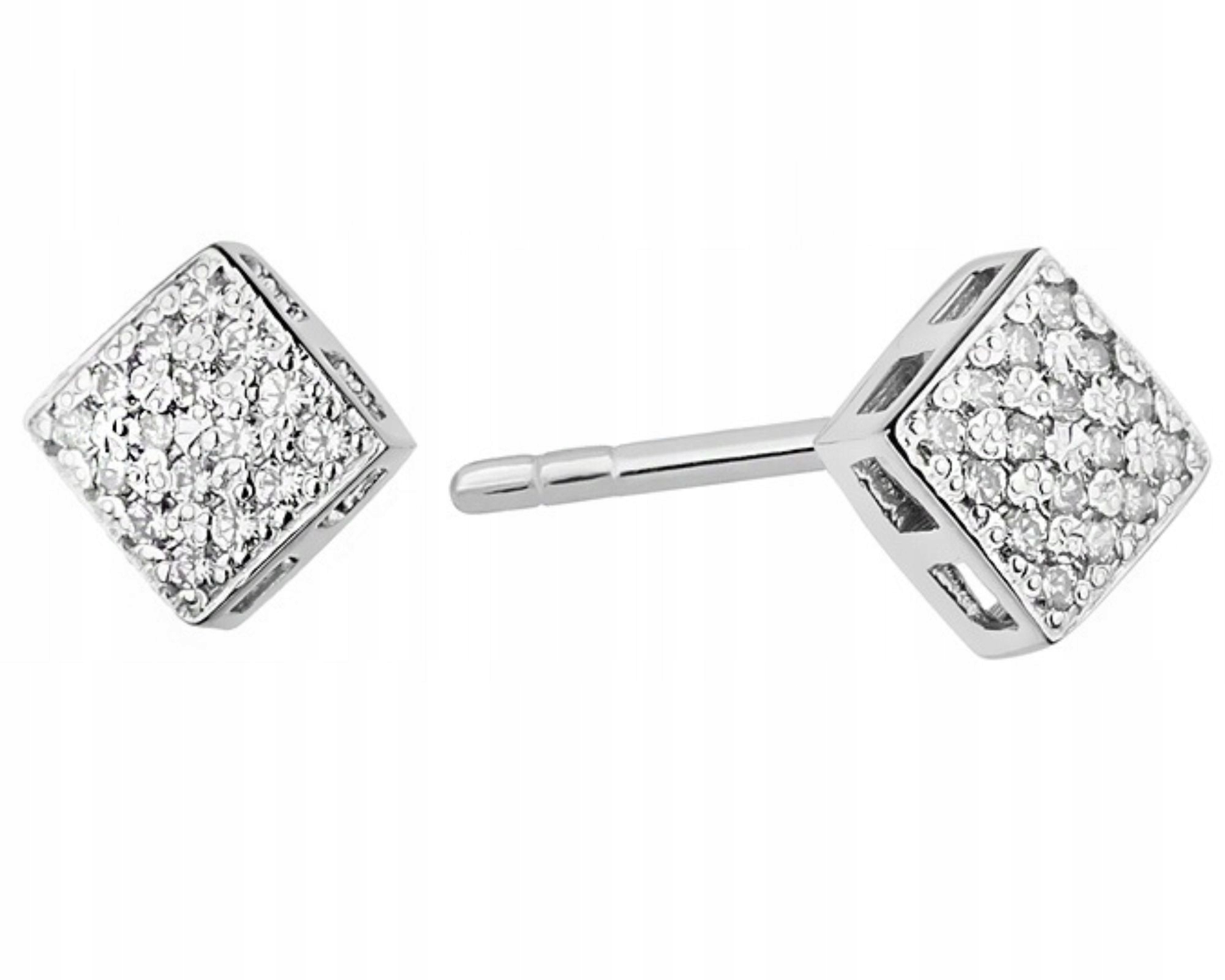 Bílé zlato náušnice s brilianty, šroubky a tyčinky