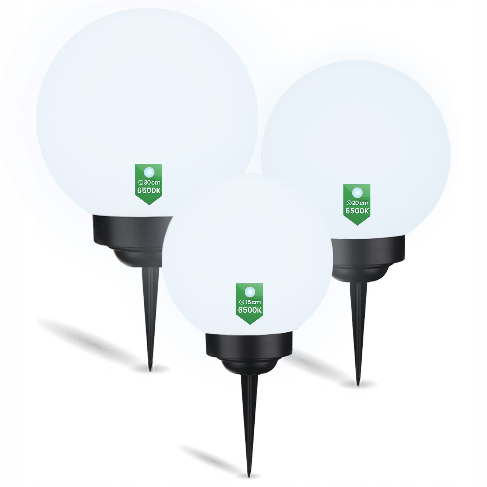 Zestaw Lampki Solarne Lampa Ogrodowa Led Kula Wbijana Kulka 15/20/30 cm
