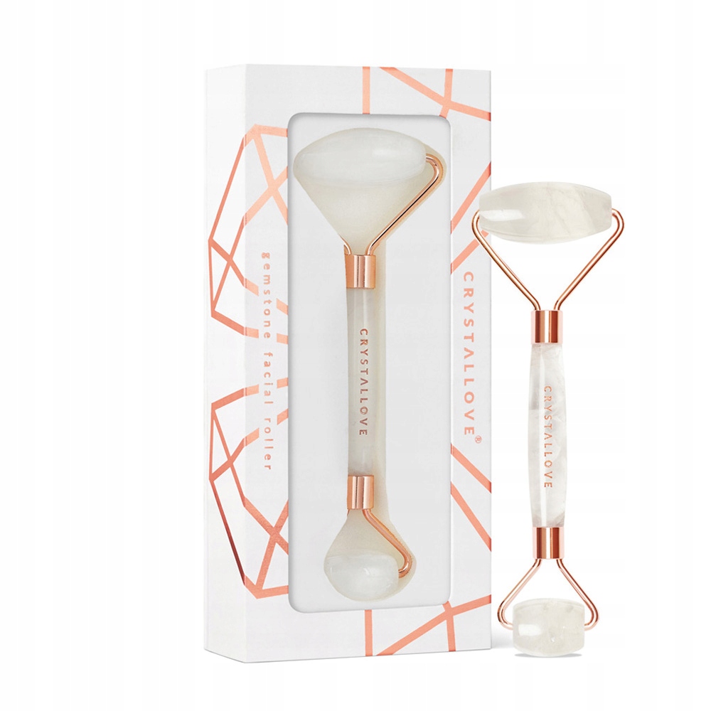 Crystallove Obličejový váleček z čirého křemene 1 ks Masážní Přístroj na obličej z