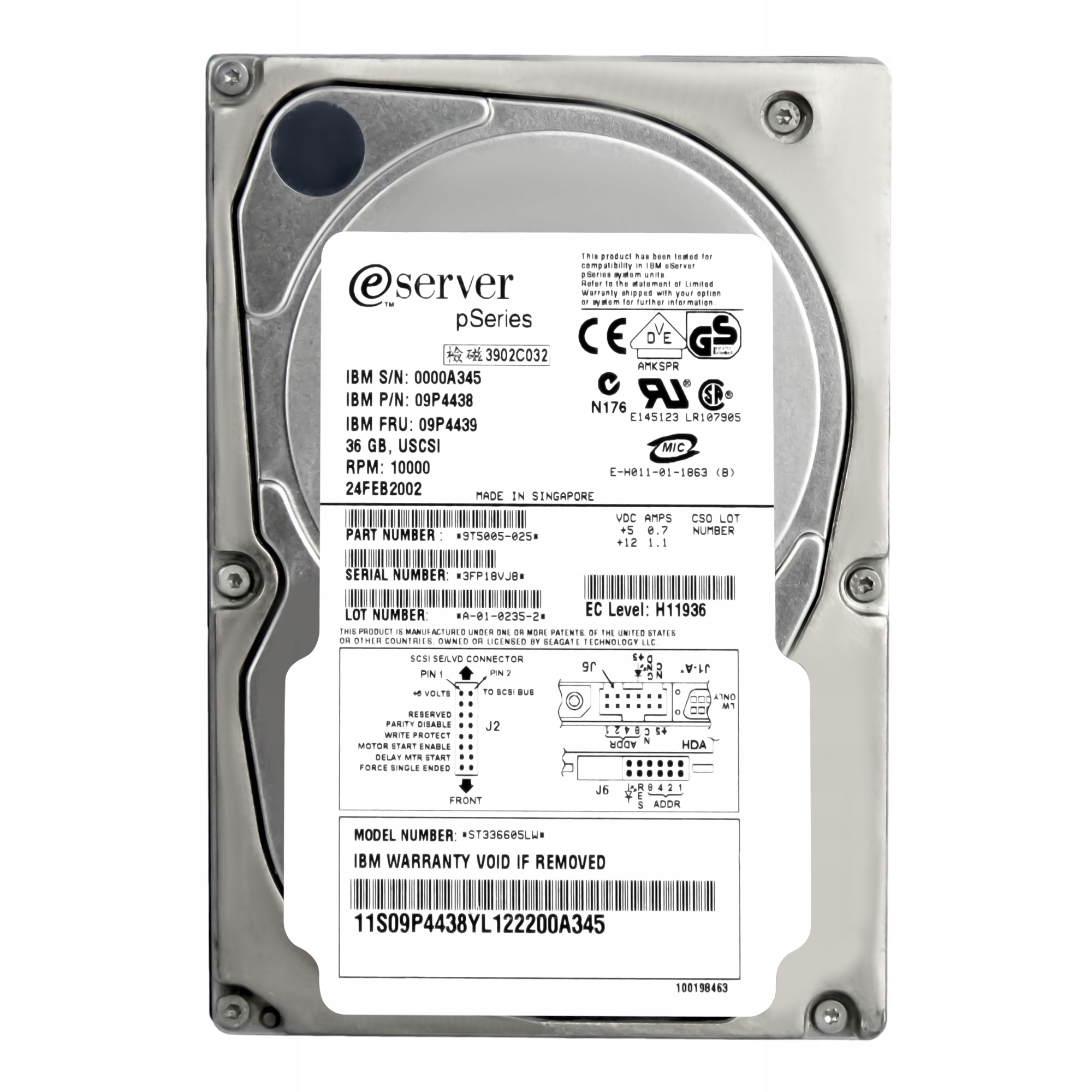 Ibm 09P4439 09P4438 36GB 10K Scsi 3.5" ST336605LW