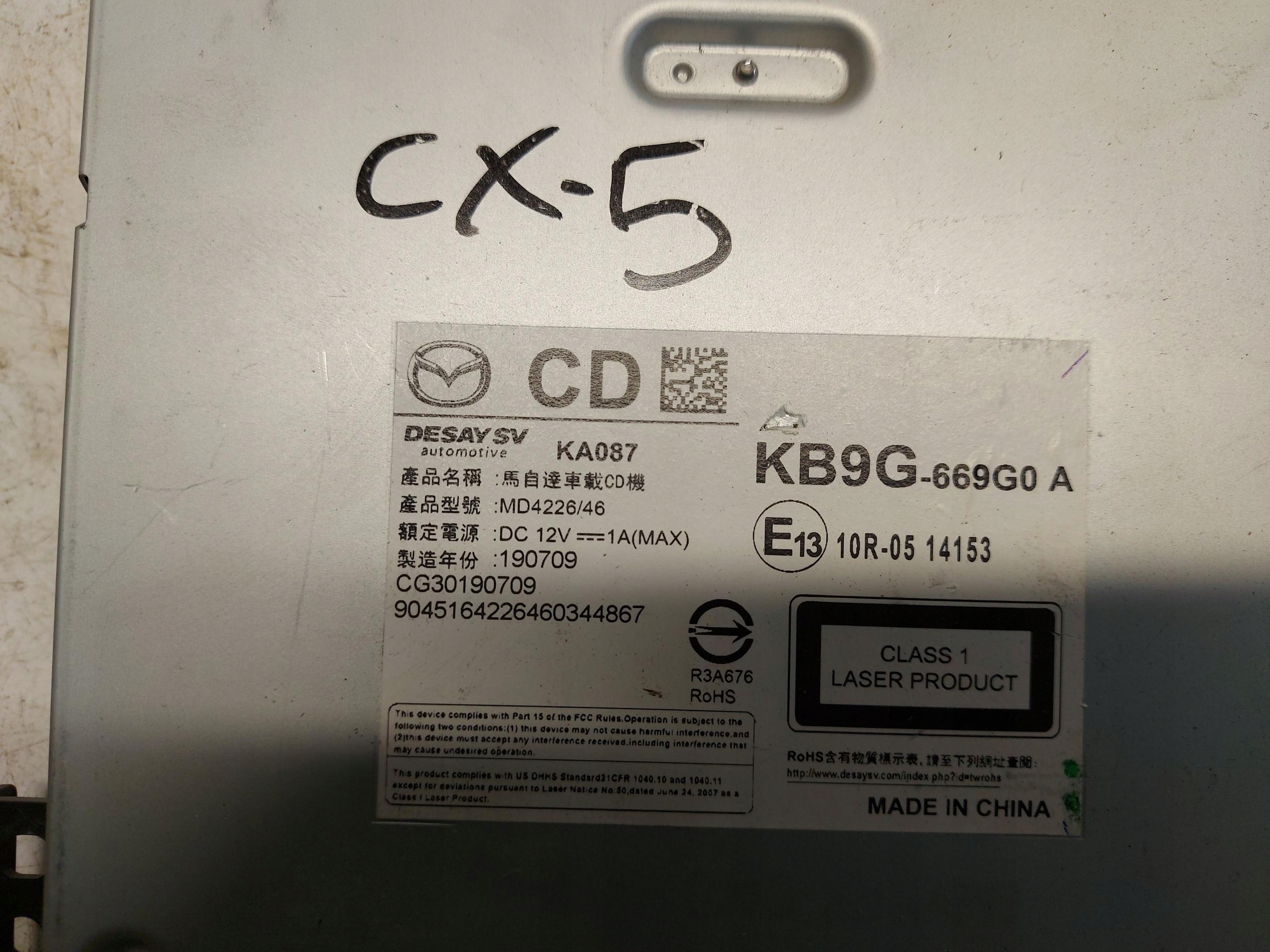 MAZDA CX5 II čtečka disků CD DVD KB9G-669G0