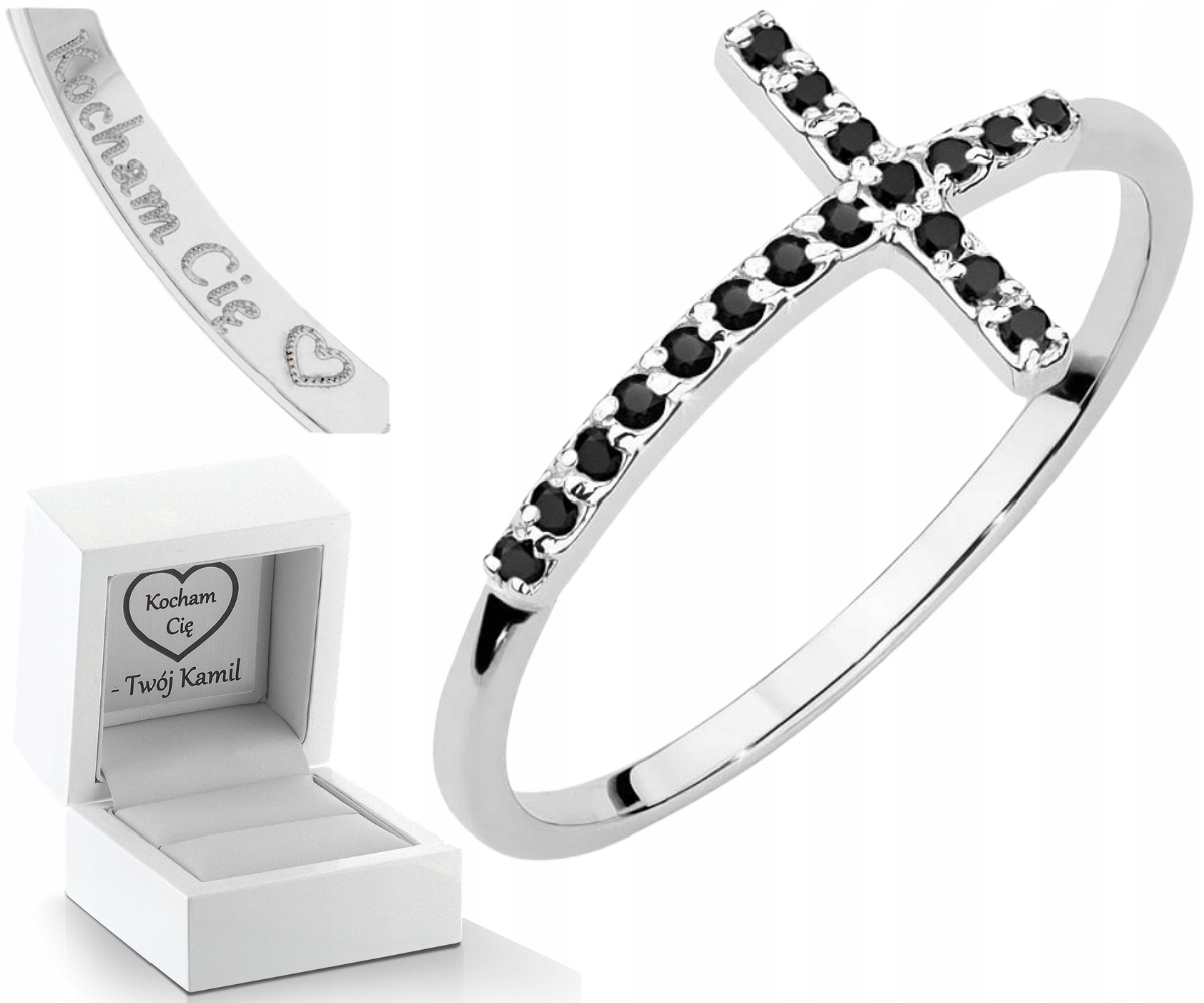 Bílé Zlato Prstýnek Černé Brilianty 585 Gravírování Bonus