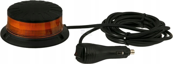 Blesková Lampa Nízká Oranžová 23W 12/24V Led Na Magnet Se Zástrčkou