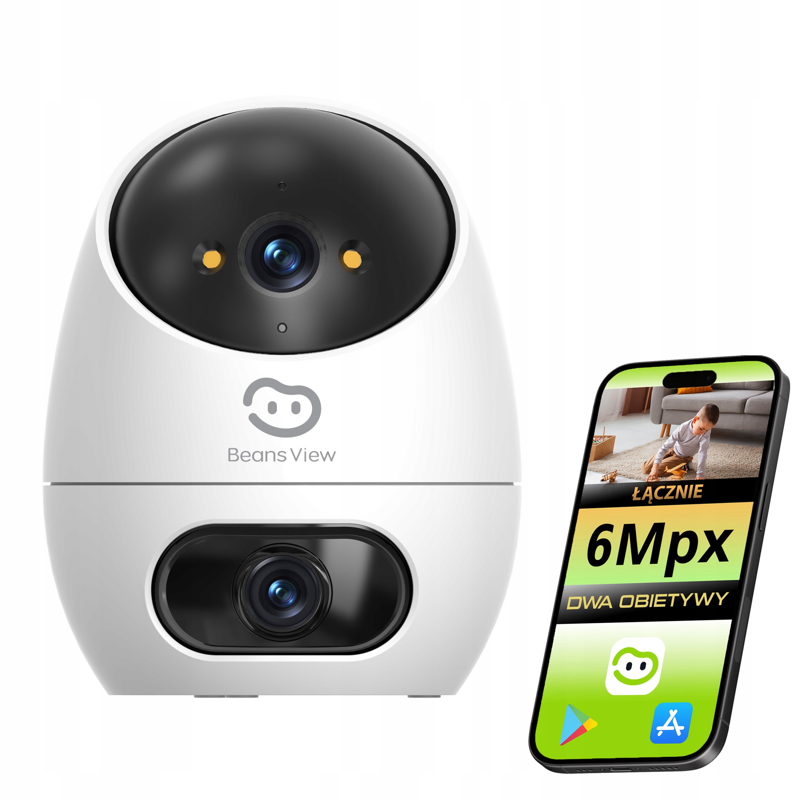 Wifi Kamera Otočná Vnitřní Dvojitá 6Mpx Kamera Do Domácnosti Beansview