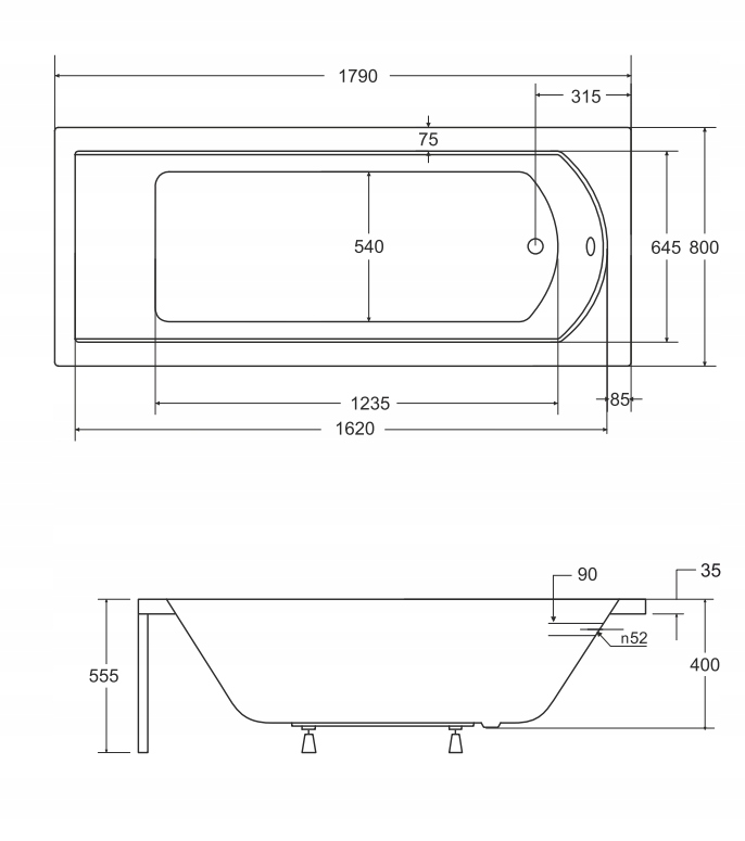Wanna prostokątna Shea 180x80 Besco gratis syfon chrom nogi ręcznik Marka Besco