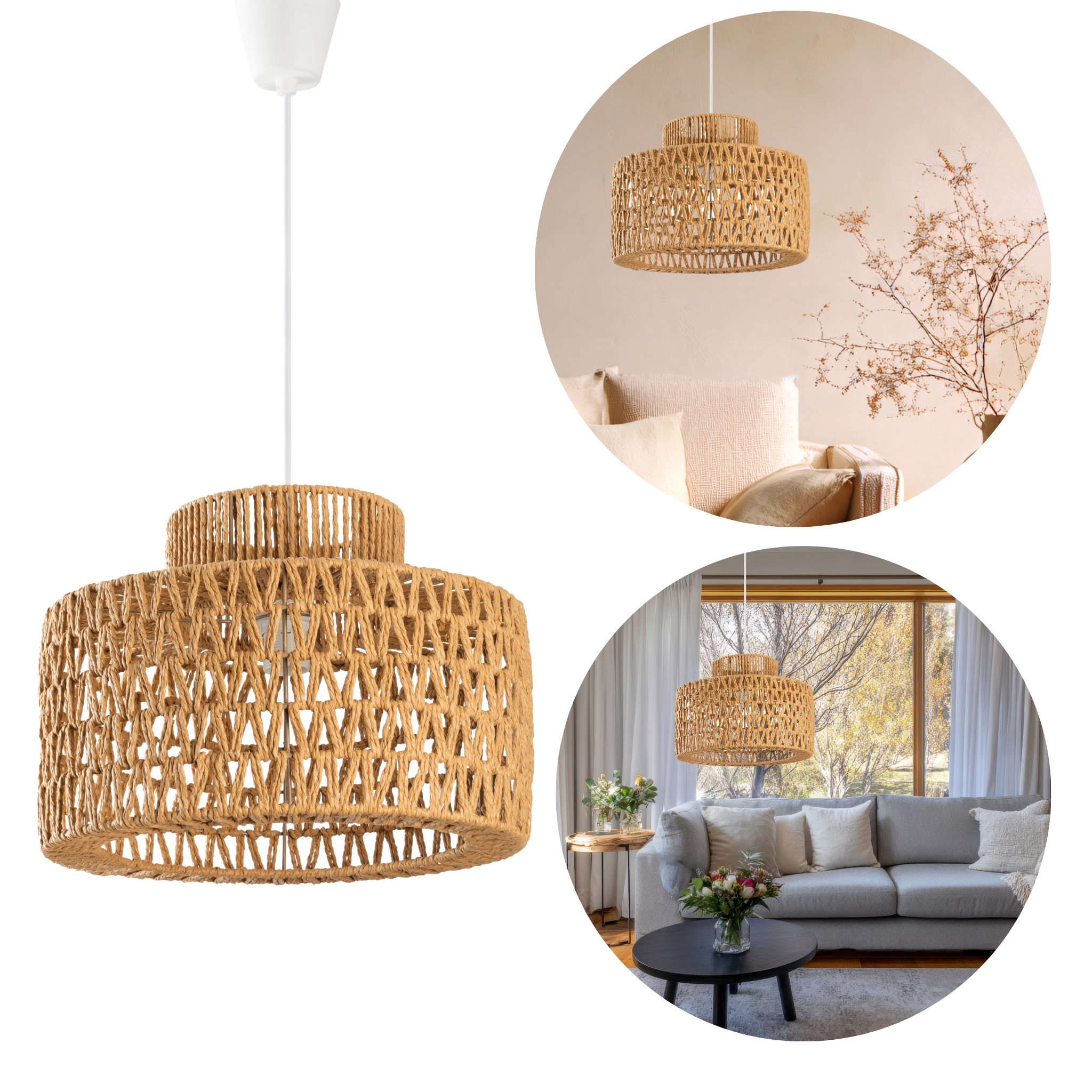 Lampa wisząca Lightlogic LL Arilas LAMP01 E27 boho Eko papierowy klosz