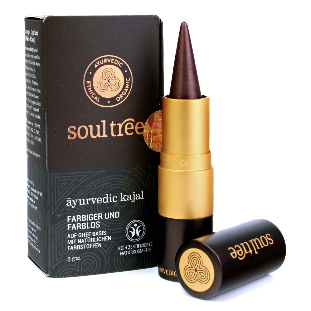 Kajal Bio barva Světle Hnědá 3g SoulTree Ayurvedic Bdih certifikát Eko