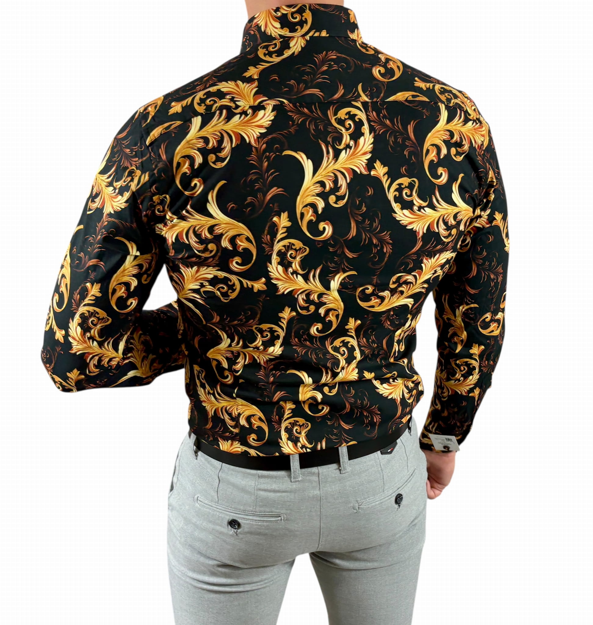 Košile slim fit elastan digitální potisk ESP016 vzor-01 L