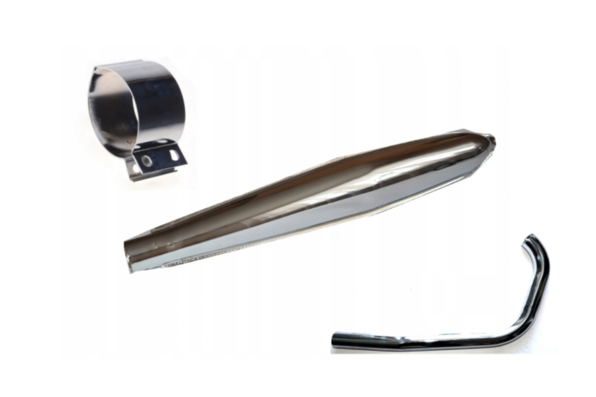 TŁUMIK WYDECH RURA WSK 125 + KOLANKO OBEJMA CHROM