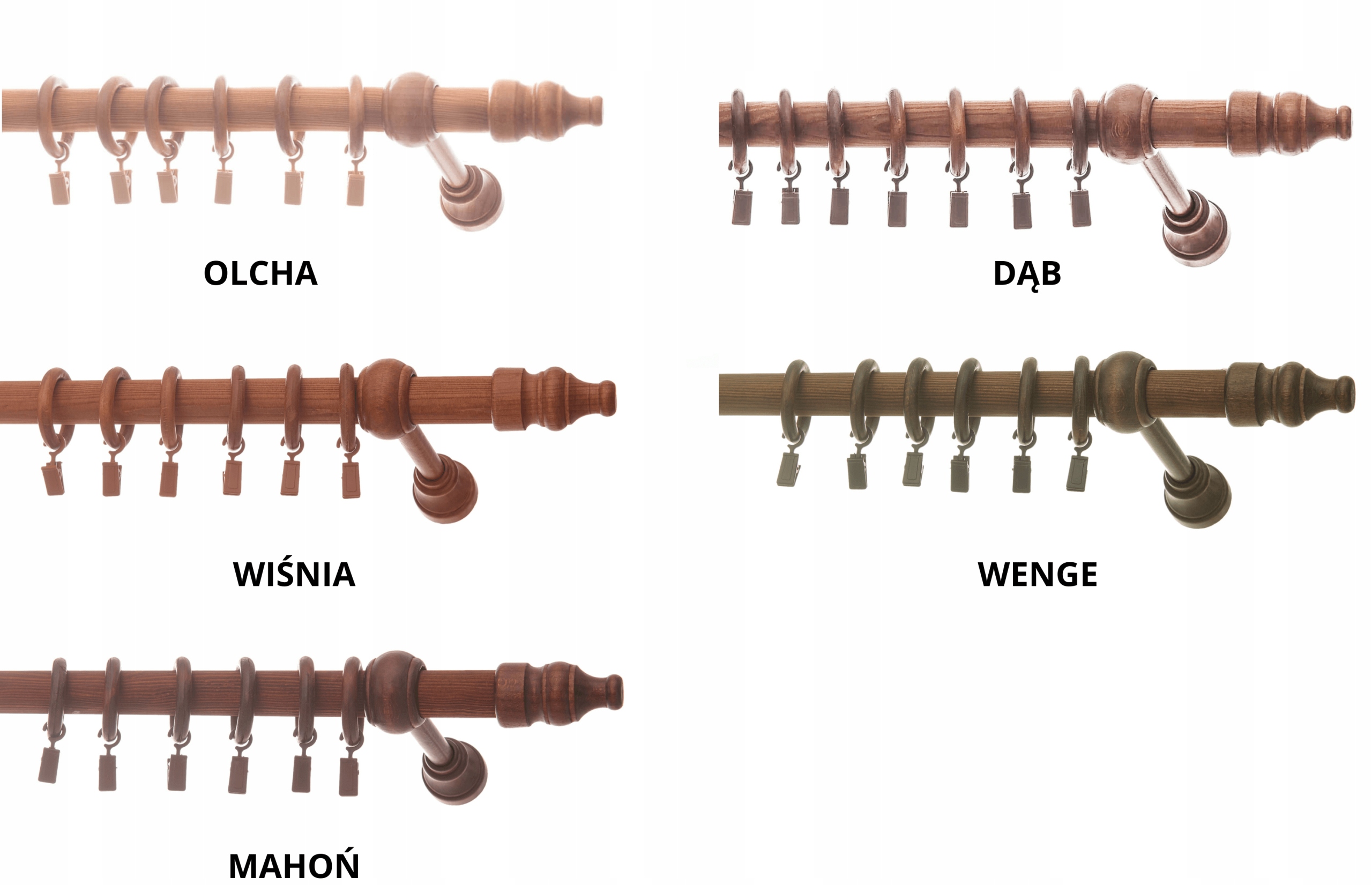 Karnisz DREWNIANY pojedynczy 220 cm KOLORY karnisz sufitowy żabki Rodzaj karnisza pojedynczy
