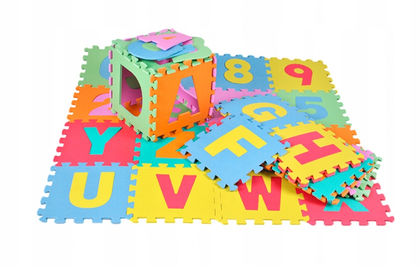 DUŻE PUZZLE EDUKACYJNE PIANKOWE DLA DZIECI CYFRY I LITERY MATA 36 ELEMENTÓW Waga produktu z opakowaniem jednostkowym 1.8 kg