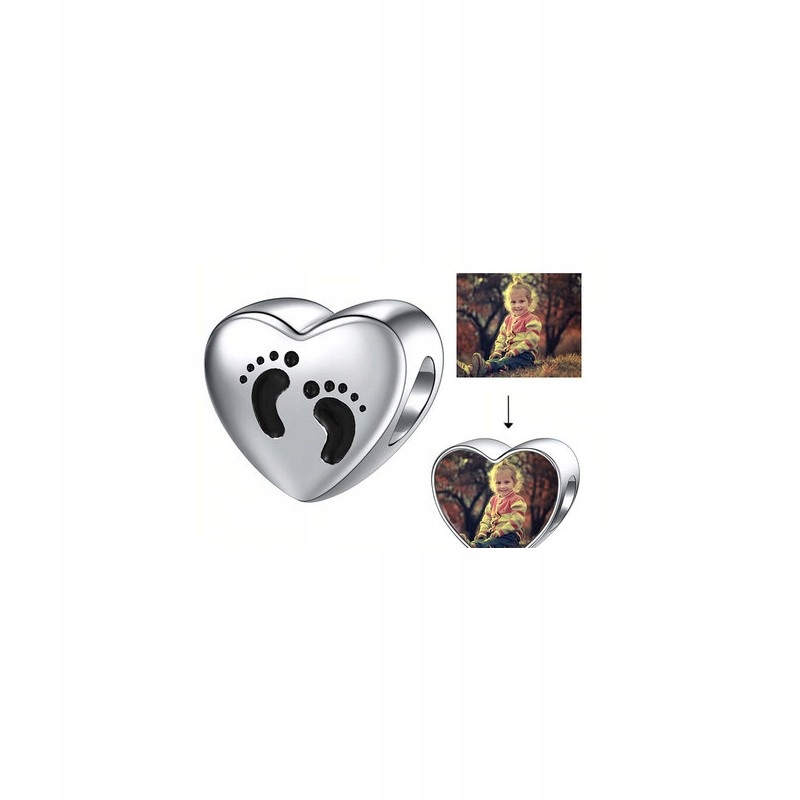 

Charms personalizowany ze zdjęciem dziecka, stópki