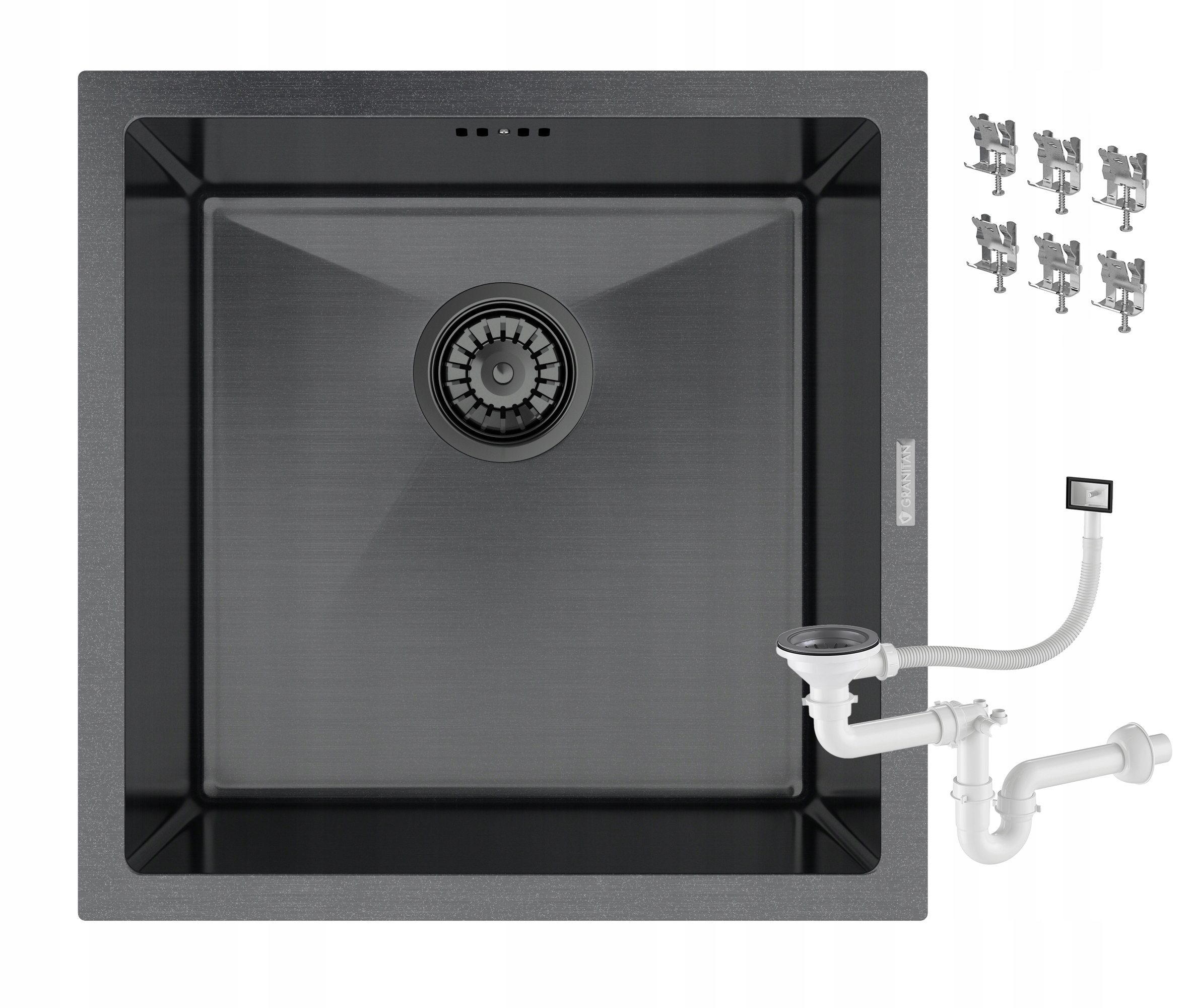 Pod Dosku Čierny Oceľový Drez Jednokomorový Závesný BARI44