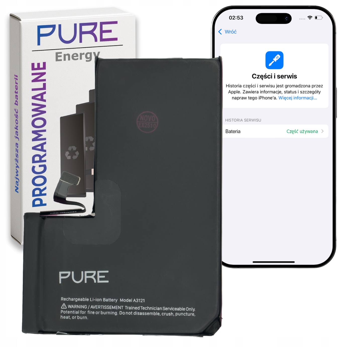 Baterie bez hlášení pro iPhone 15 Pro Max Pure Programovatelná 4441 mAh