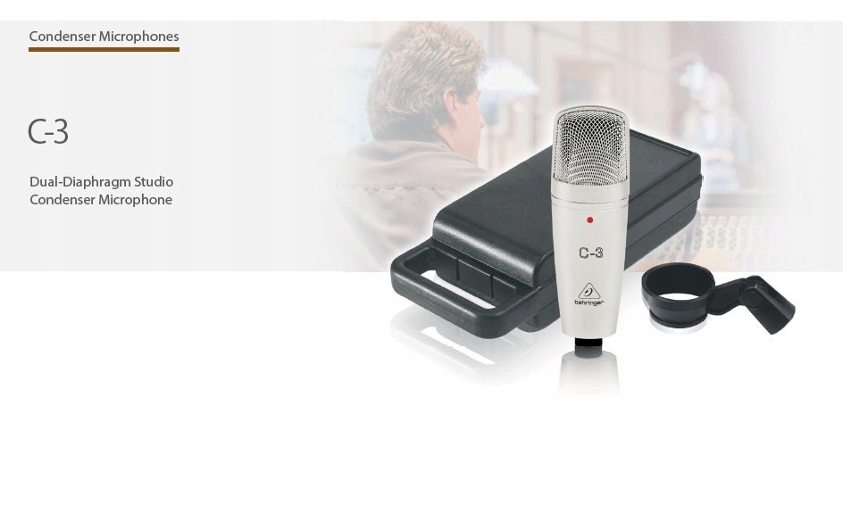 C-3 Studyjny mikrofon pojemnościowy Behringer Waga produktu z opakowaniem jednostkowym 0.8 kg