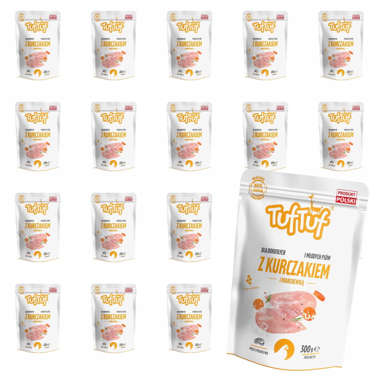 Vlhké Krmivo Pro Psa TufTuf Sáček Mleté Kuře Mrkev 20x300G
