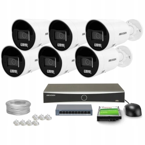 Súprava na monitorovanie domu Ip kamera 6x DS-2CD2063G2-LI2U 6Mpx Ir 40 m mikrofón