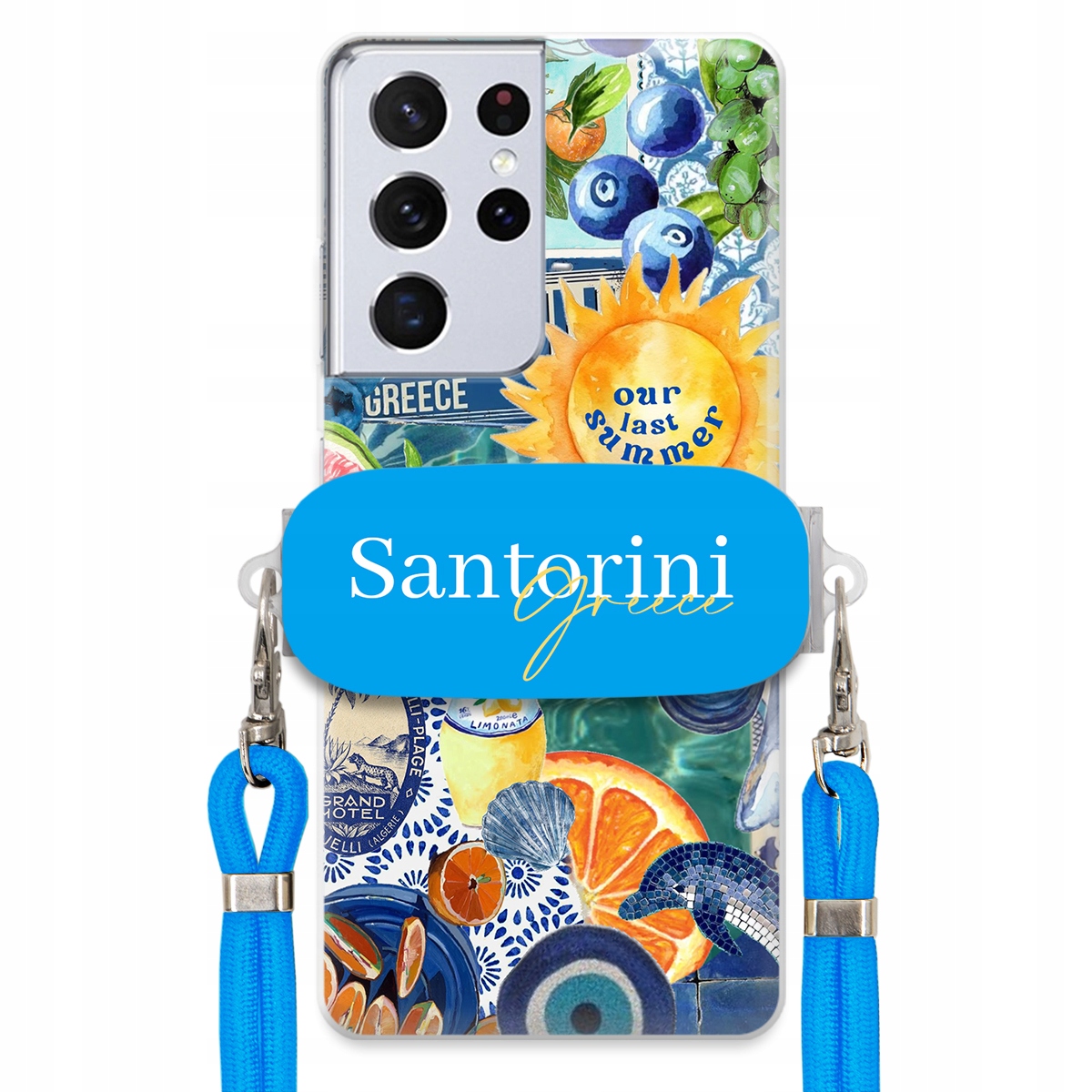 Puzdro pre Samsung S30 Ultra Modré Crossbody vodítko držiak Santorini Sea