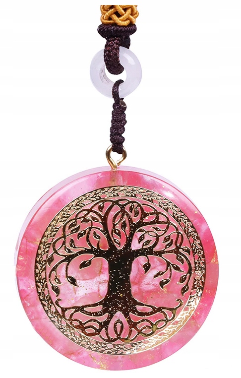 Náhrdelník Orgonit Křišťál Růžový Strom Života Uzemněně Radost Láska