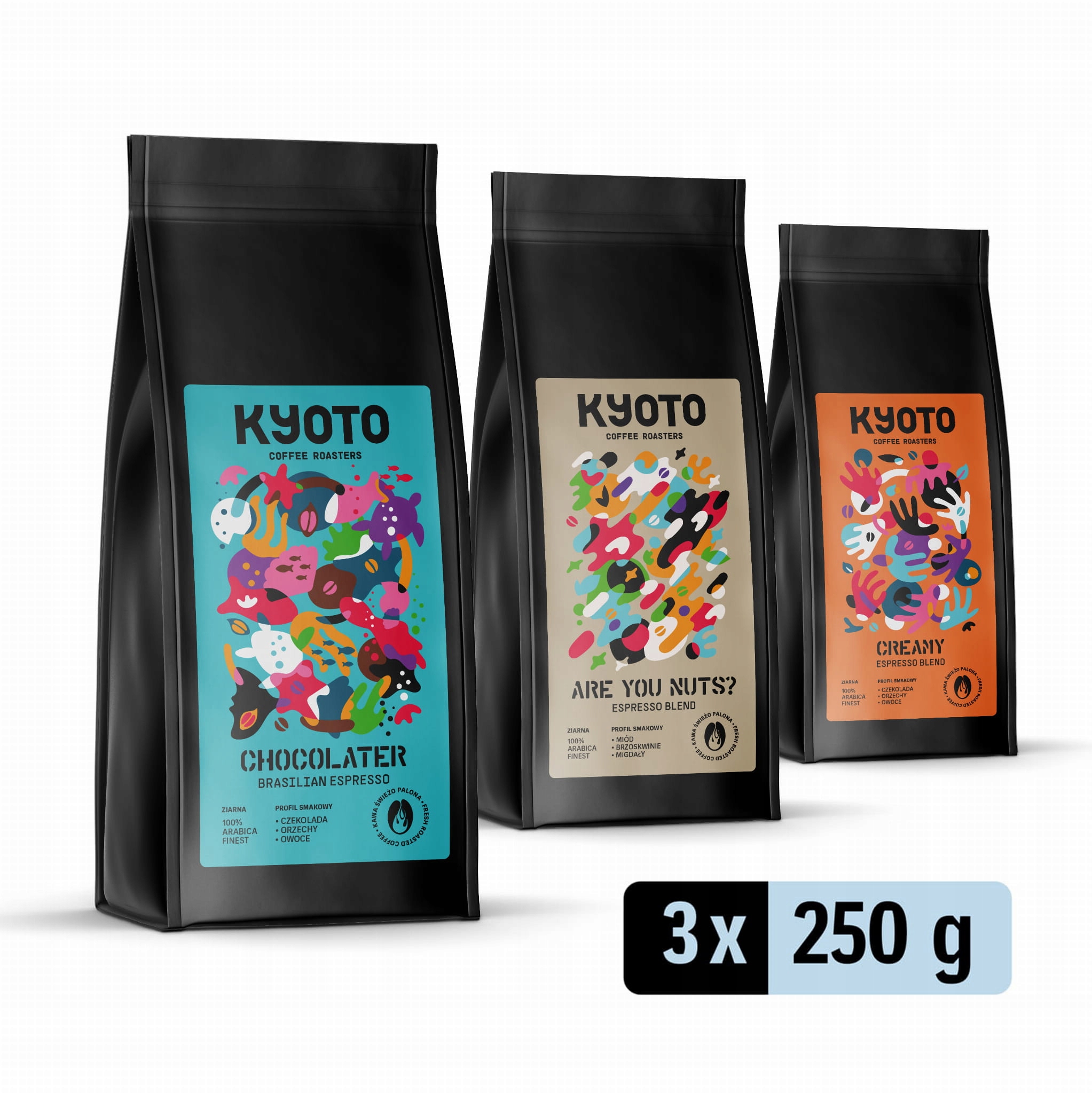 Levně Kyoto Espresso (Degustační sada I) 3 x 250 g