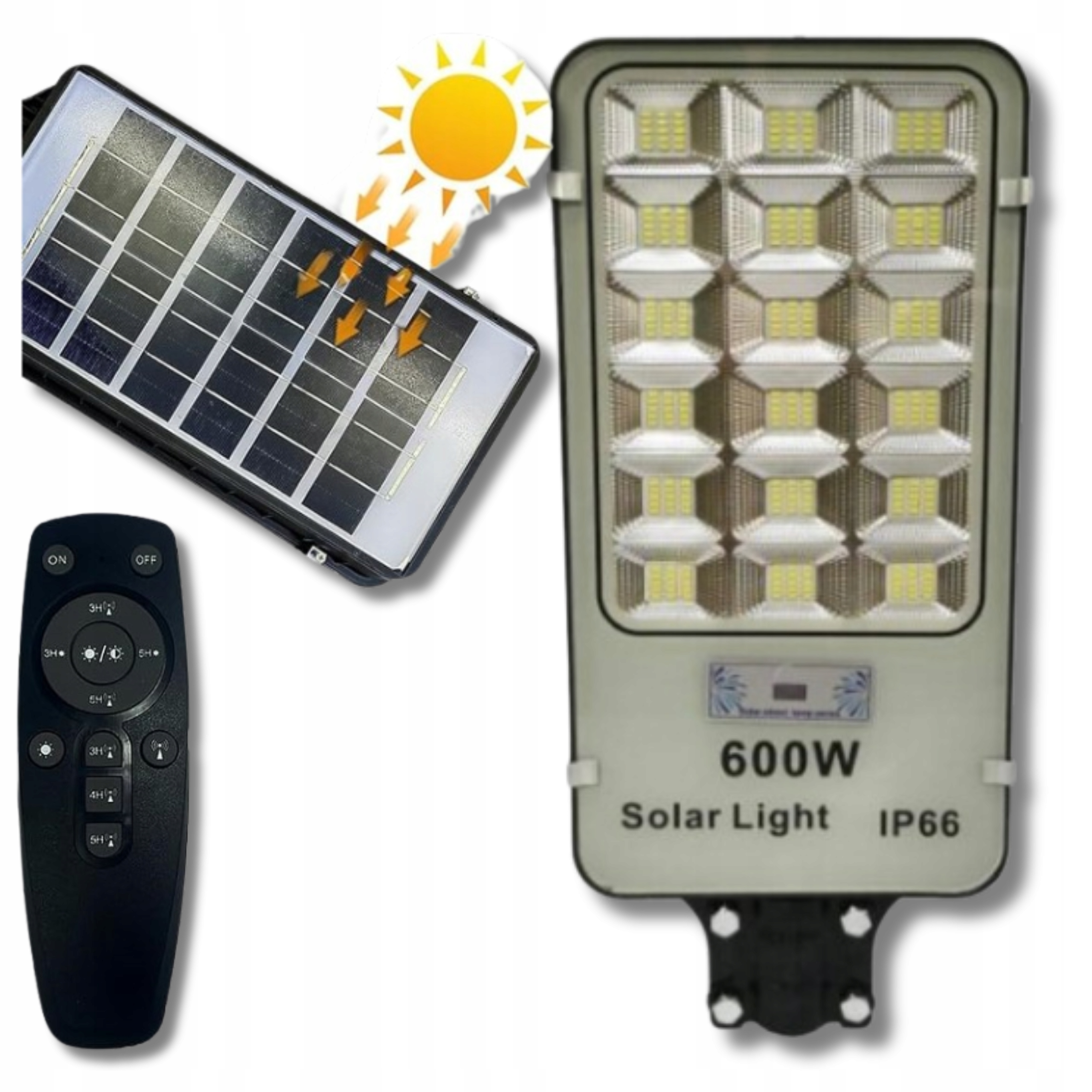 Lampa Solarna Mocna Uliczna 600W Latarnia Pilot Czujnik Ruchu Zmierzch Led