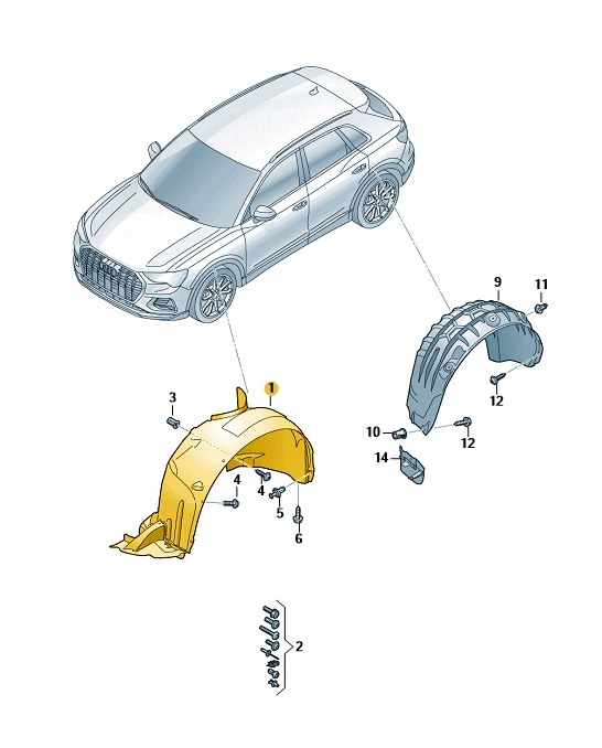 NADKOLE OSŁONA BŁOTNIKA PRZÓD LEWE AUDI RSQ3 ASO