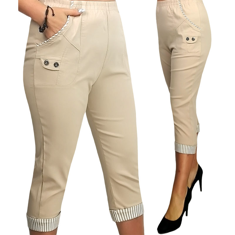 

Modne Eleganckie Spodnie 7/8 Kieszenie 54 / 7XL T7