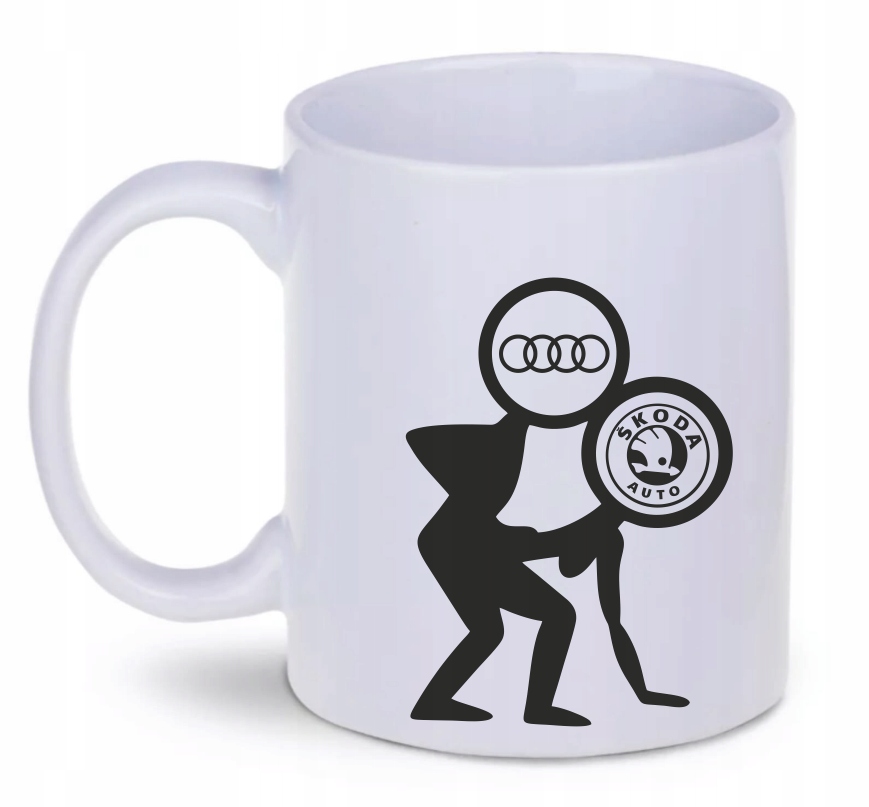 Kubek 330ml biały D196 AUDI VS SKODA