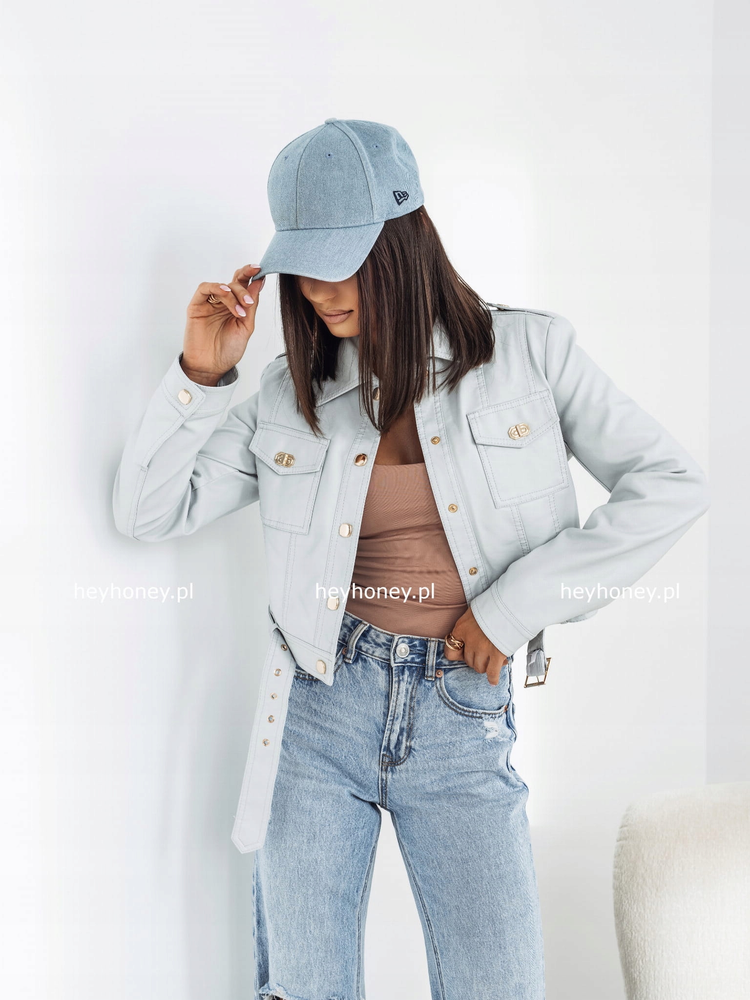 Ramoneska bunda z eko kůže modrá Lexi L