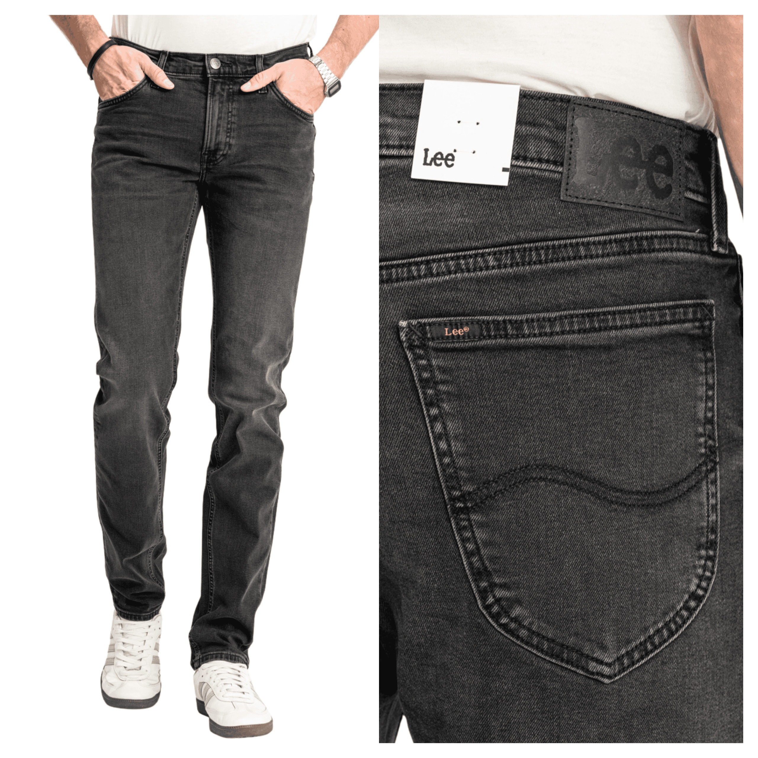 Pánské kalhoty Lee Daren Zip Fly Regular Fit Jeans černé W36 L30