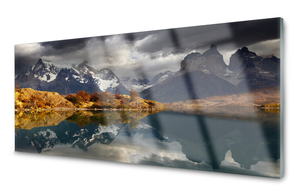 

Panel szklany do kuchni Góra Jezioro 125x50