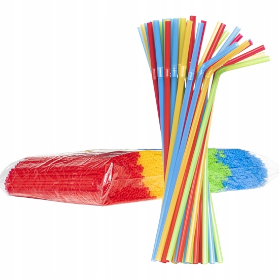 

Słomki plastik łamane 500 szt Kolorowe