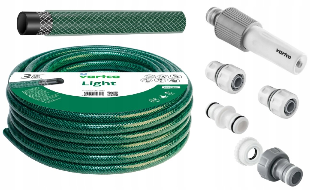 Wąż ogrodowy Light 1" 20m Vartco Produkt Polski Zraszacz Złączki Zestaw