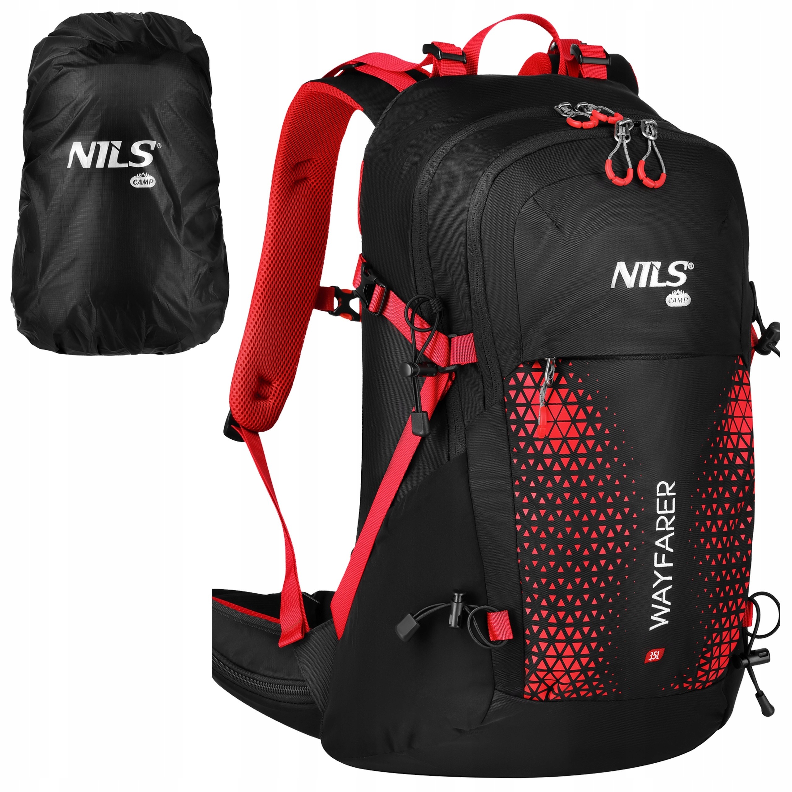 Batoh Nils Camp Wayfarer 35L červený s pláštěm