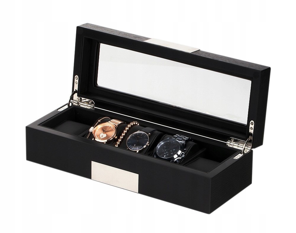 DREWNIANA SZKATUŁKA PUDEŁKO NA 5 DUŻYCH ZEGARKÓW Liczba miejsc na zegarki 5