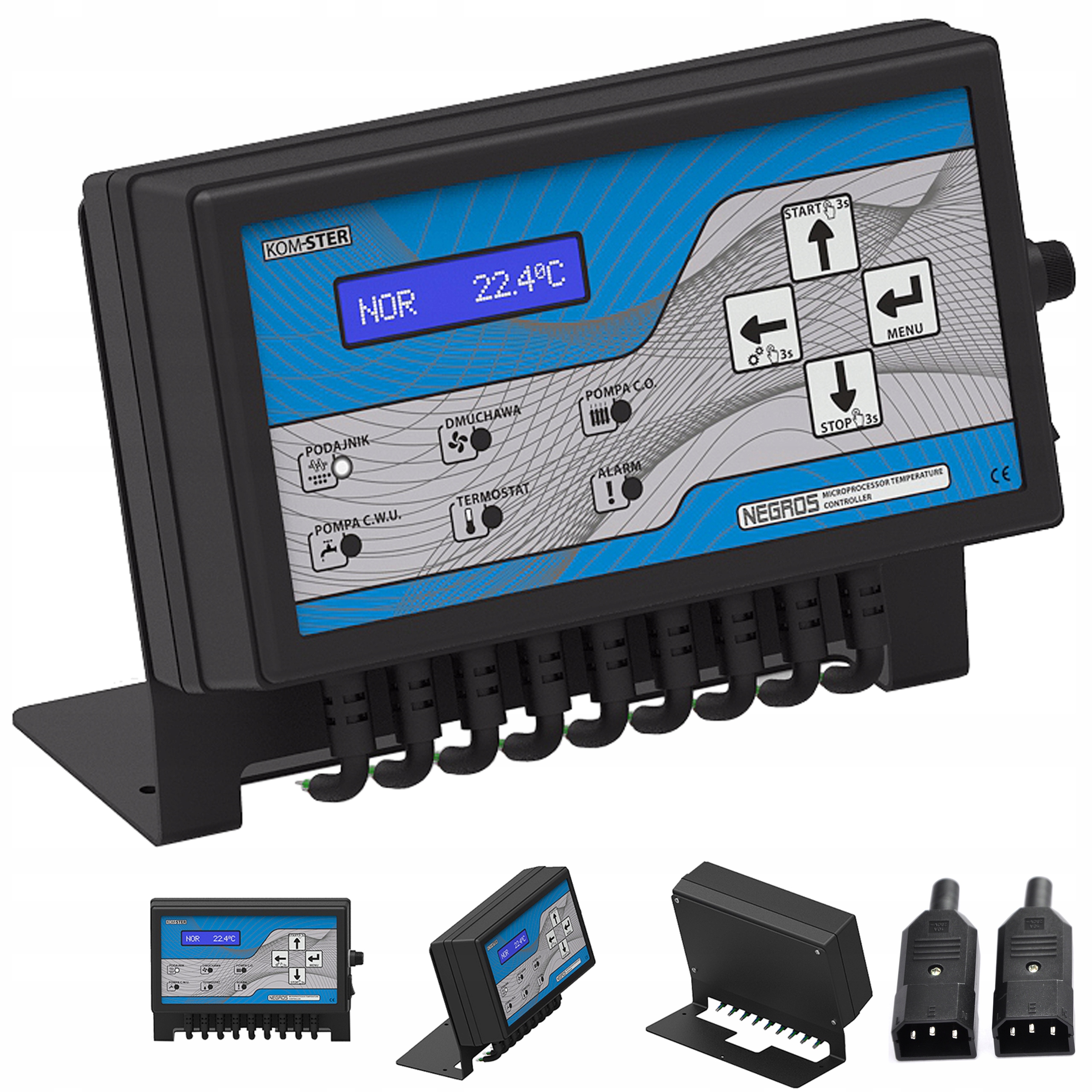 Sterownik do pieca, kotła z podajnikiem - NEGROS ( strefy czasowe, 2 pompy)