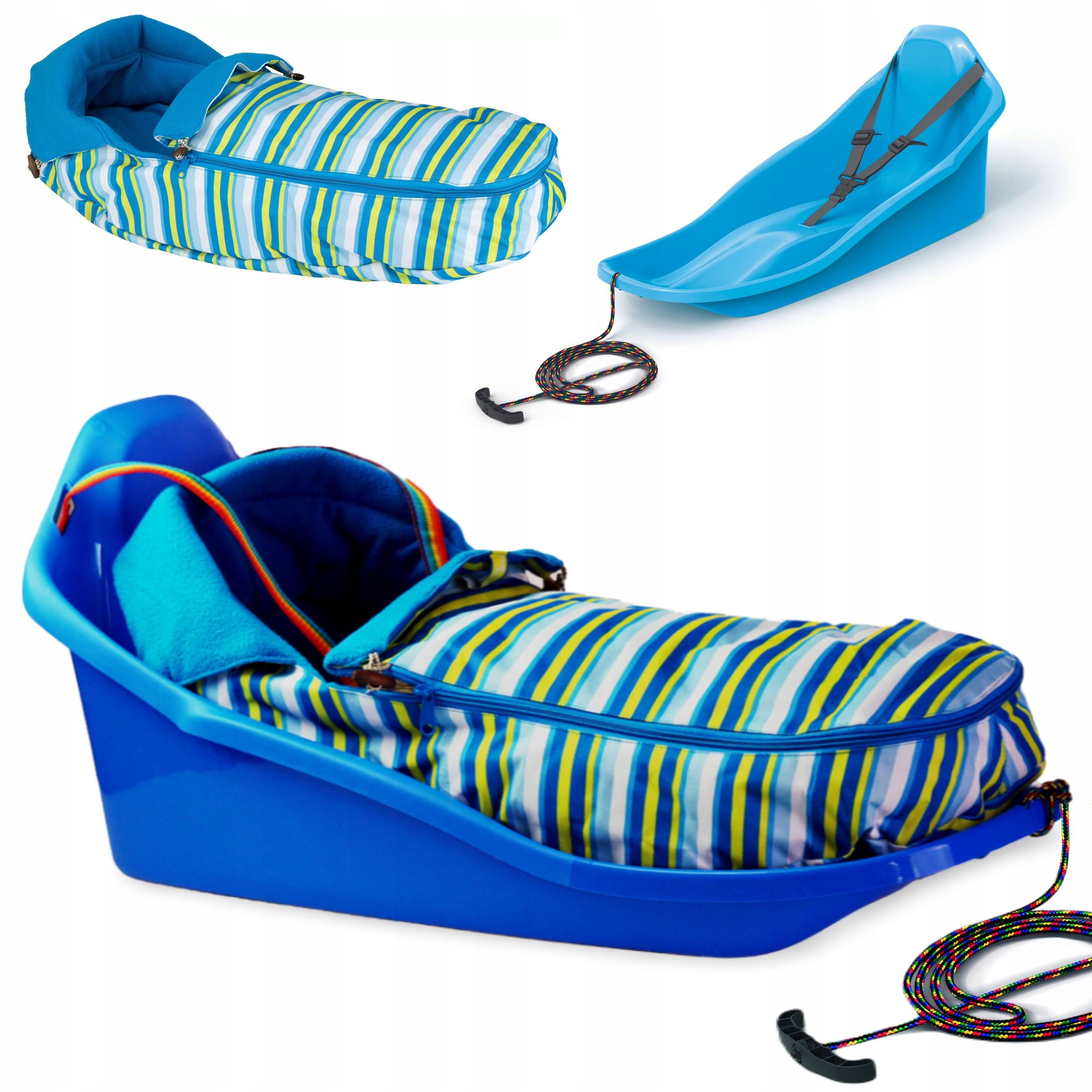 Sanki z oparciem Topo zapinane pasy Śpiwór