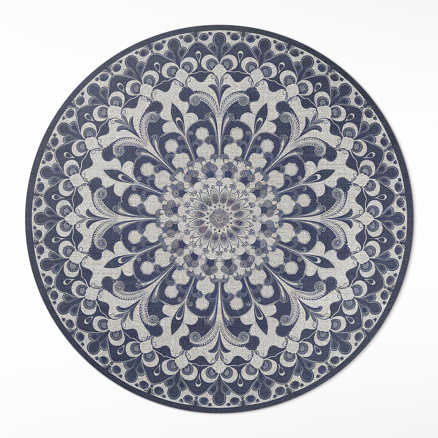 Vnútorný vinylový okrúhly koberec ⌀ 90 cm Kaleidoskop kvetov v retro štýle