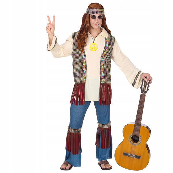 Kostým Hippie Hipis Dětská Mřížka Květiny Hippi S
