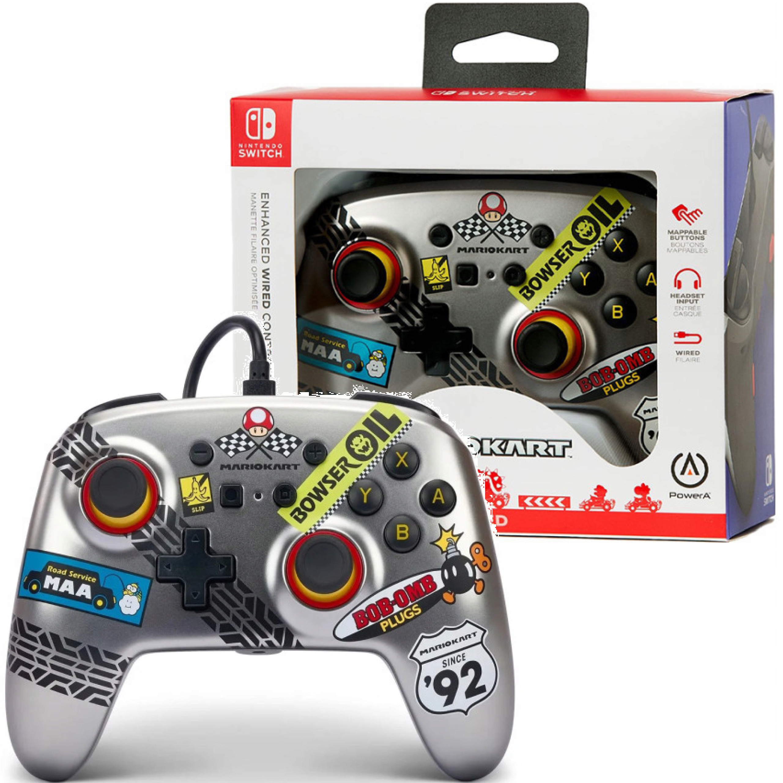 PowerA Nintendo Switch Pad przewodowy Enhanced Mario Kart Kontroler Pad