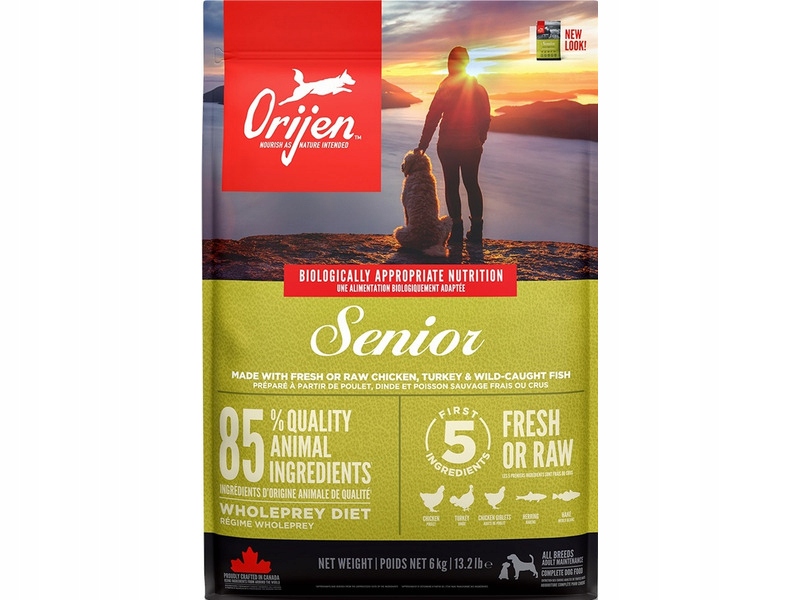 Karma dla psa Orijen Senior Kurczak z indykiem i rybami 6 kg