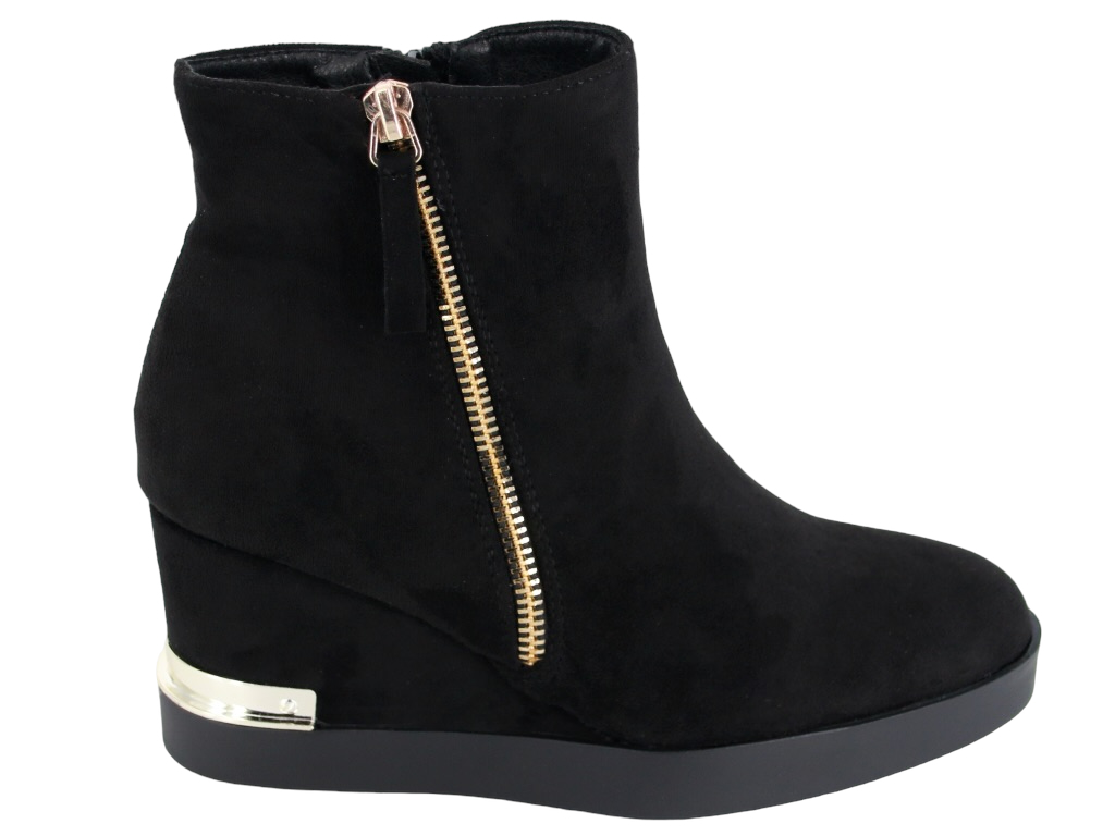 Kotníkové Boty Na Semišovém Podpatku Černé Dámské Boty Pohodlné Na Platformě 39