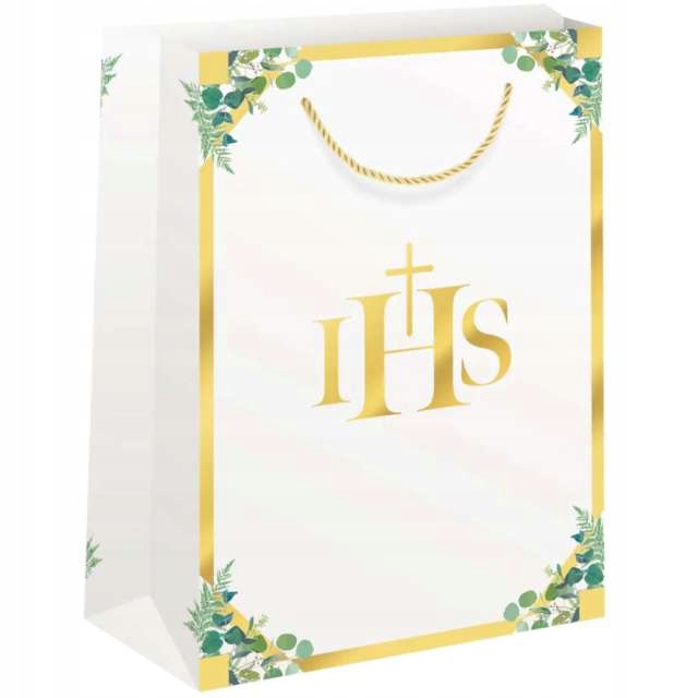 

torebki Komunia Święta Ihs złote prezentowe