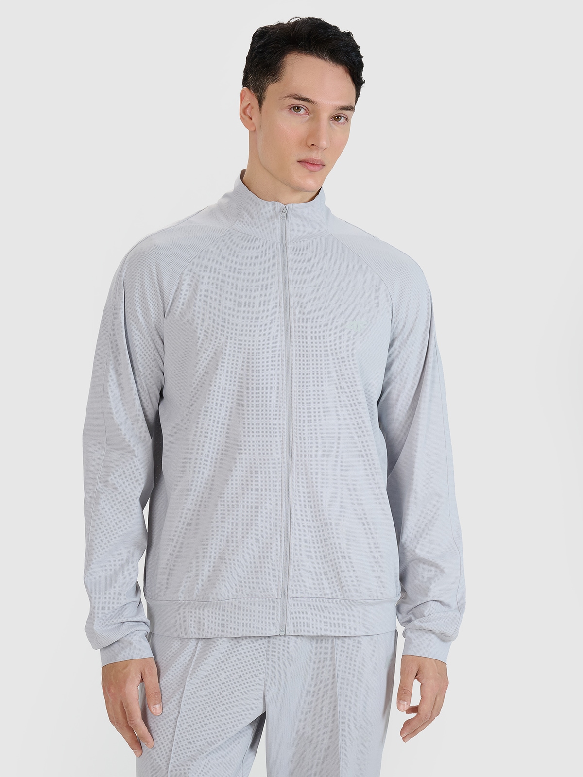 4F Rozepínací mikina bez kapuce pánská šedáS