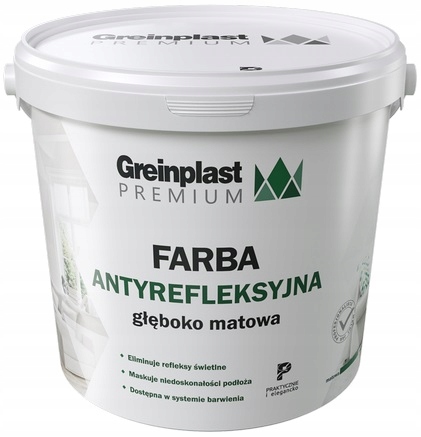 Greinplast Farba Premium Antyrefleksyjna Głęboko Matowa Biała 5L