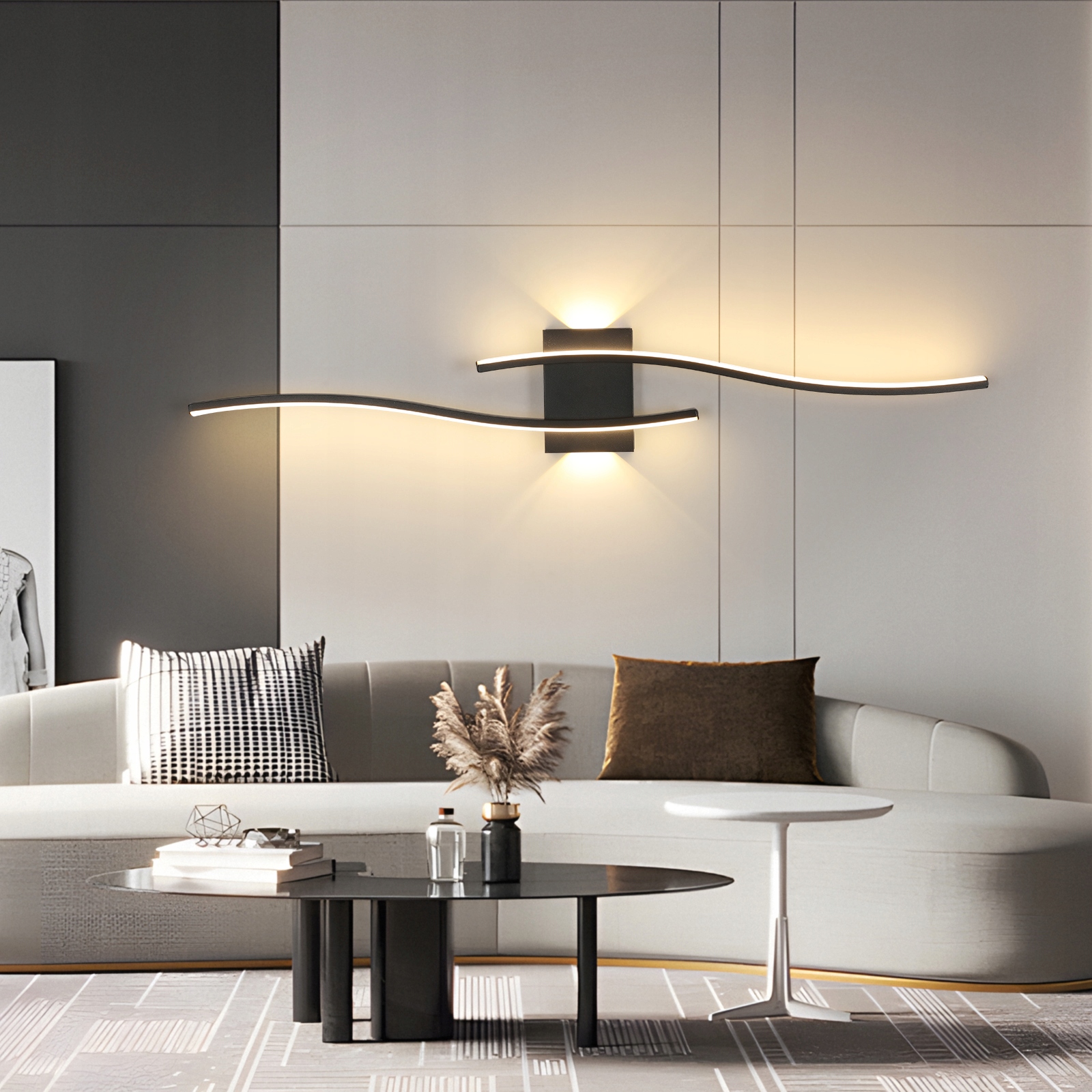 Kinkiet Led Ścienny Czarny Nowoczesny Do Salonu Korytarza 3000K 27W