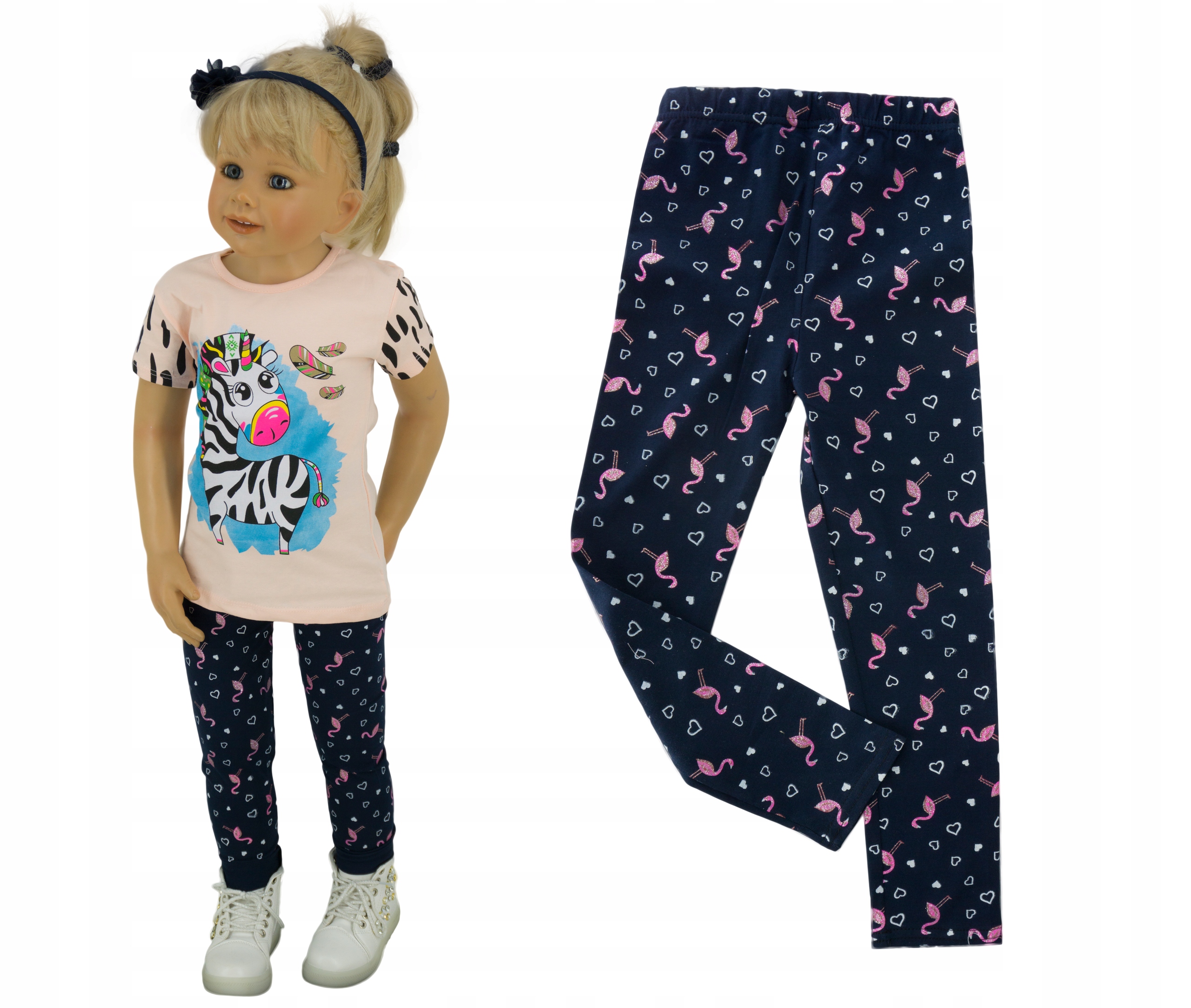 

KR079 Kolorowe getry legginsy flamingi rozmiar 128