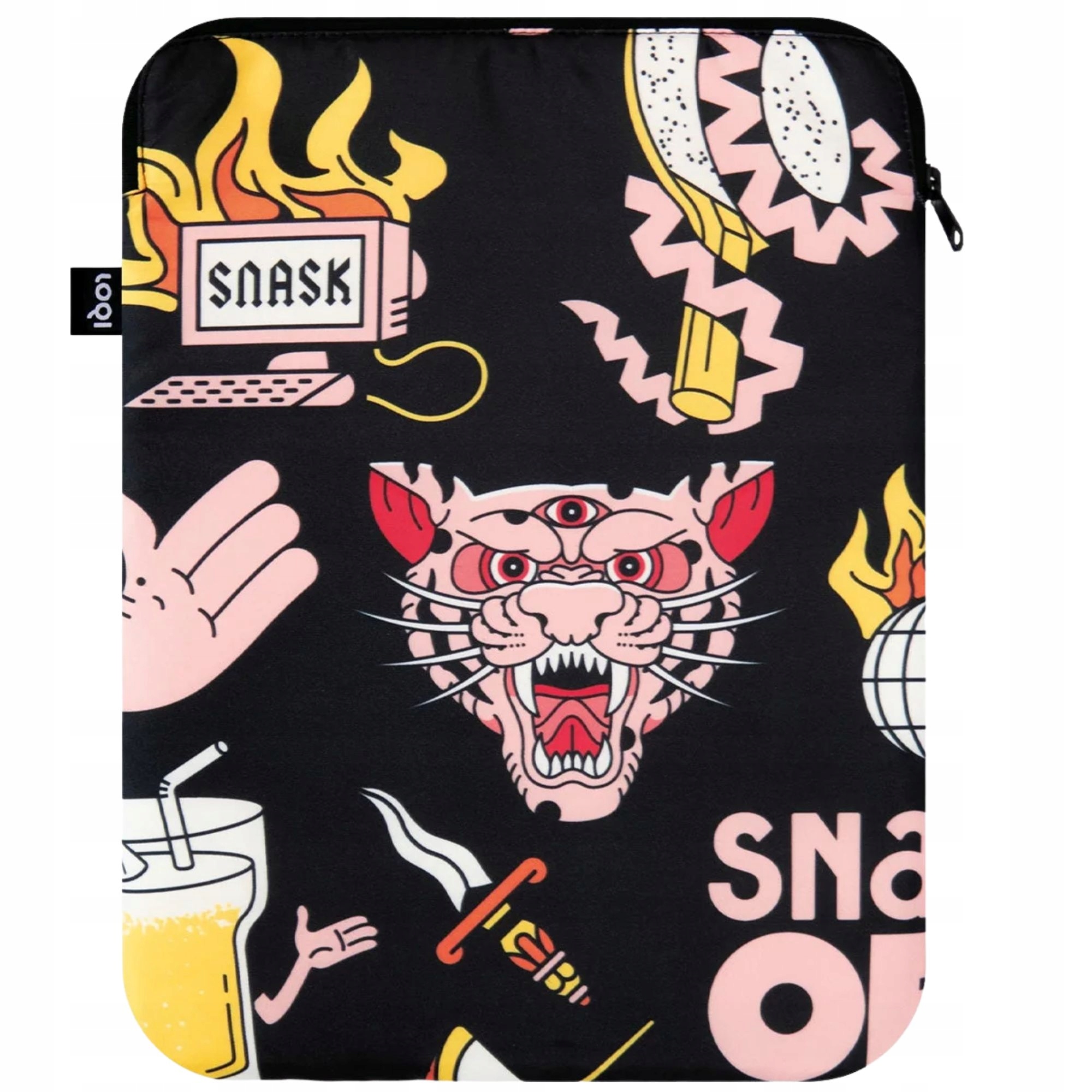 Taška na notebook Loqi Snask Tiger Snake Beer Black