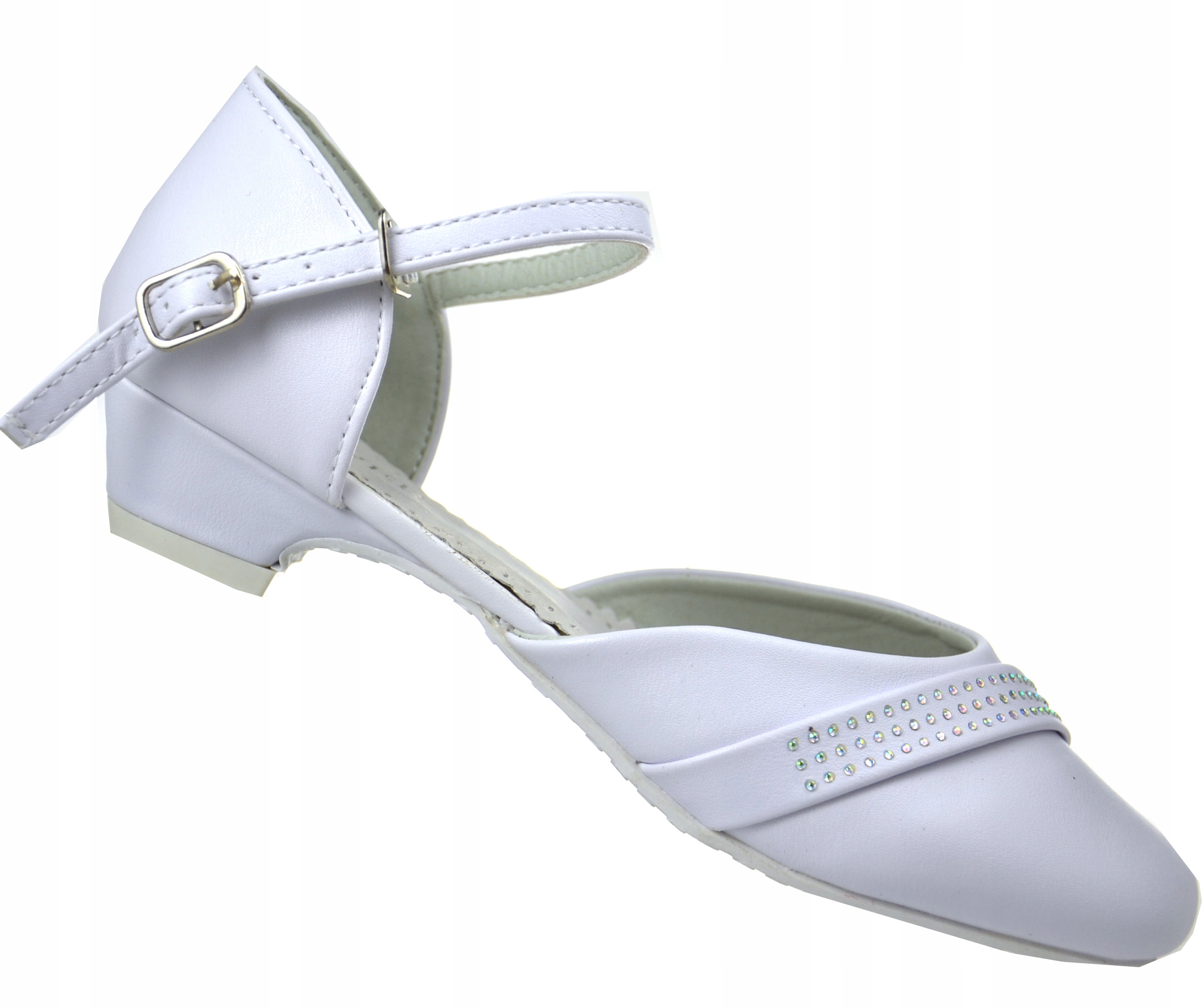 %New% PANTOFELKI Komunijne Obcas Wsuwane BIAŁE r35 Odcień perłowy