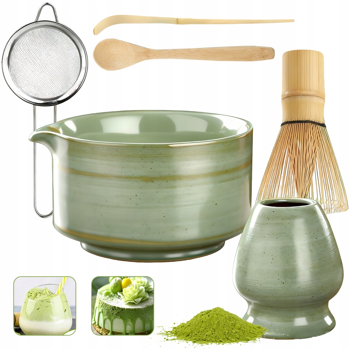 Levně Ceremoniální Sada Pro Matchu Šálek Metla Podstavec Lžička 6 Ks